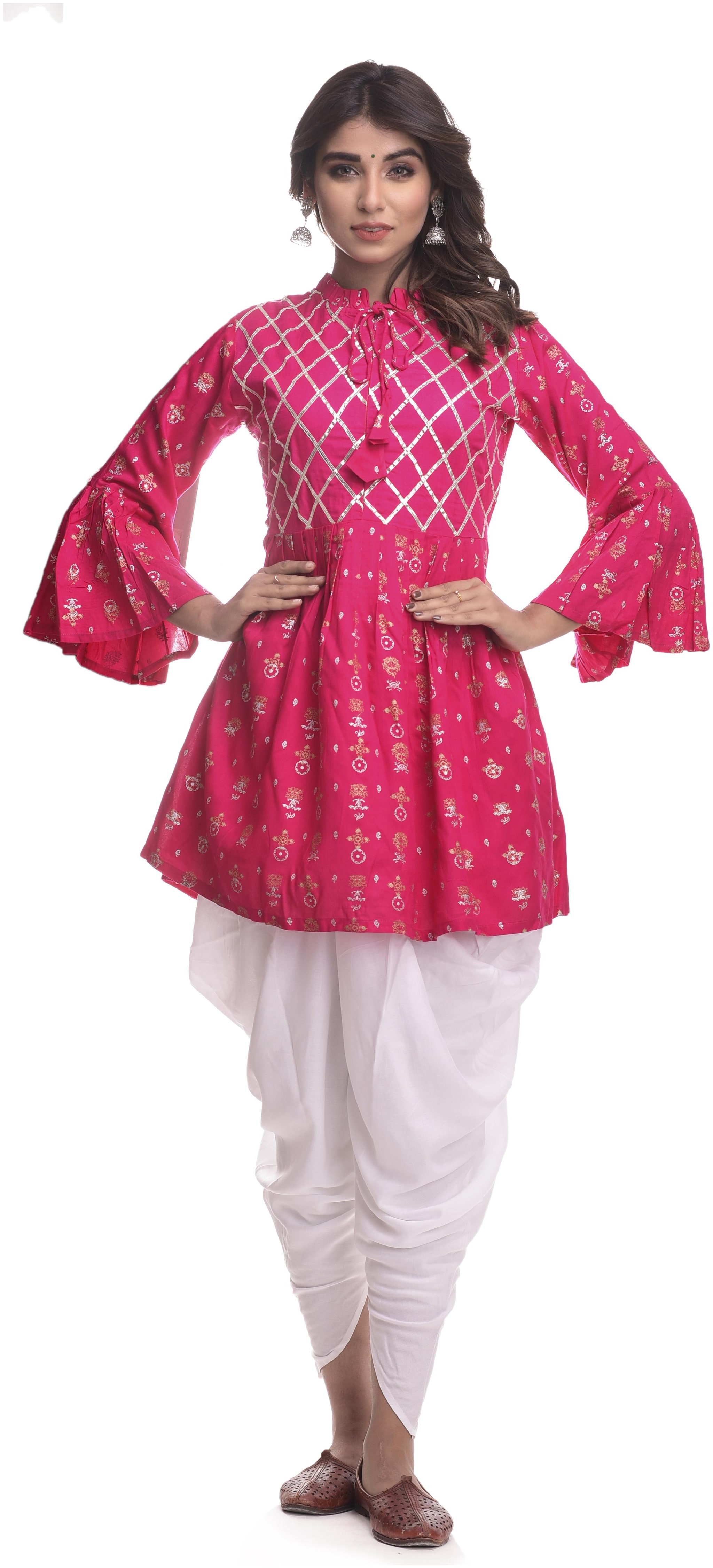 

KASHISHIYA Women Pink Printed Anarkali Kurta With Dhoti Pants