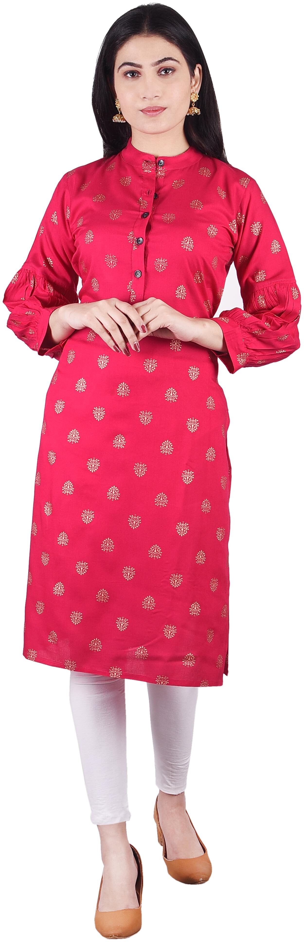 

KASHISHIYA Women Pink Printed Straight Kurta