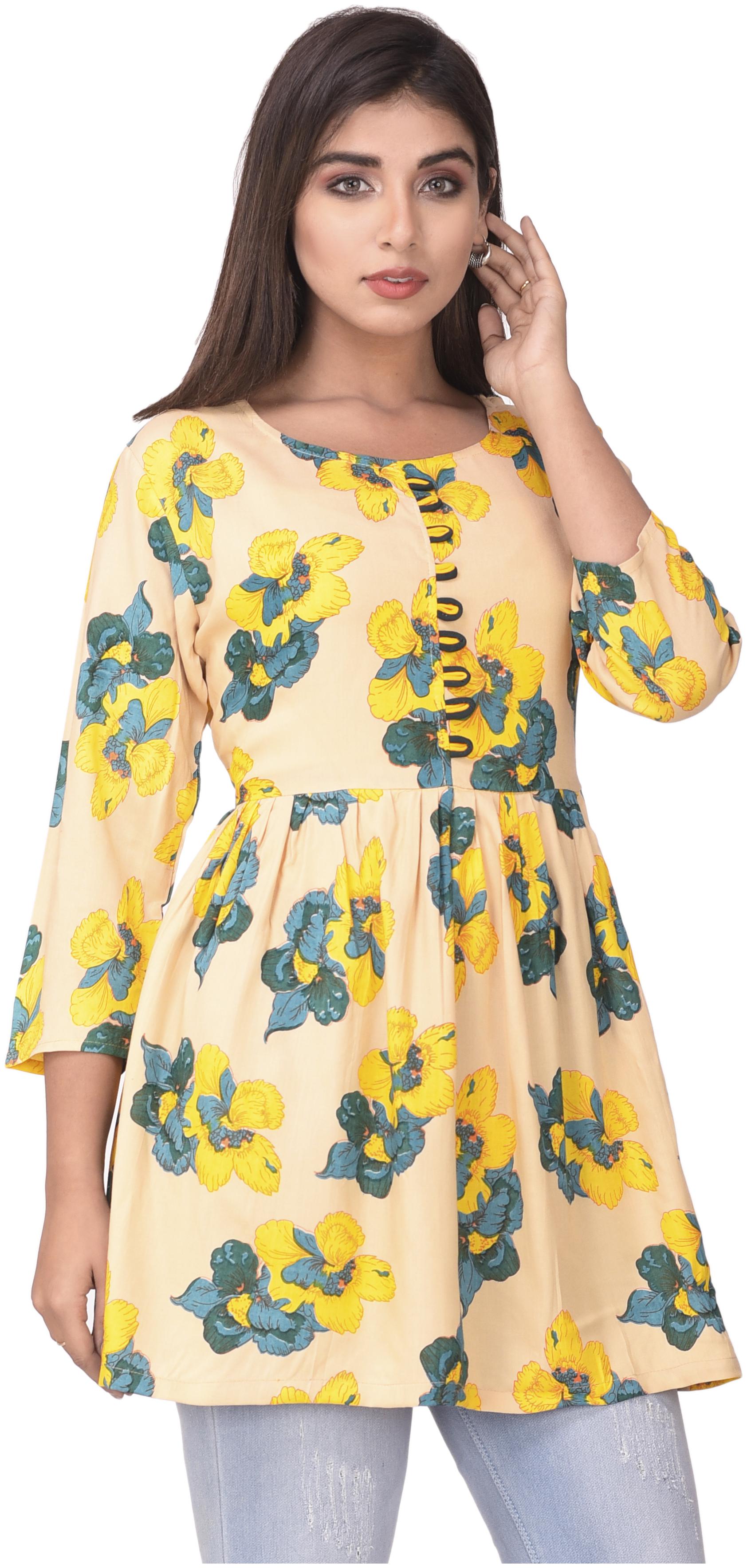 

KASHISHIYA Women Peach Floral Regular Kurti