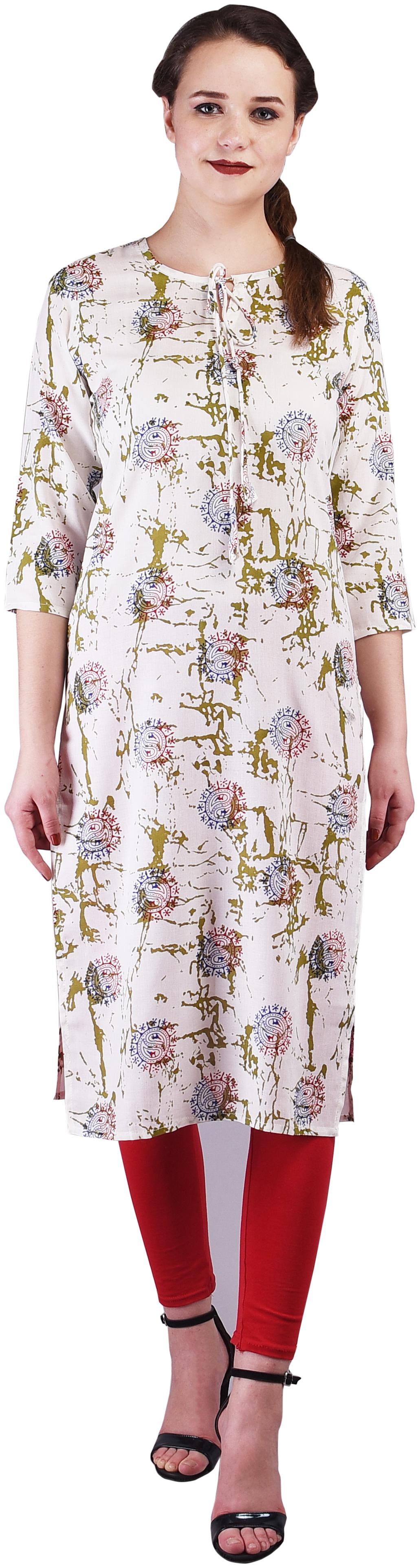 

KASHISHIYA Women White Printed Straight Kurta