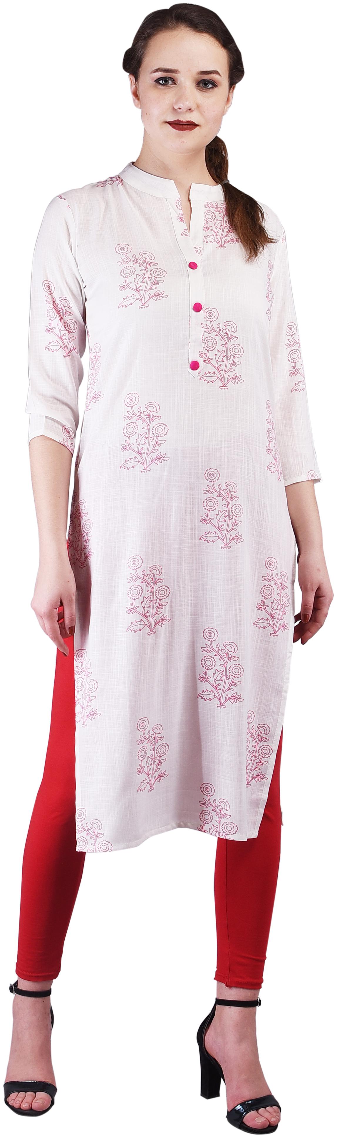 

KASHISHIYA Women White Floral Straight Kurta