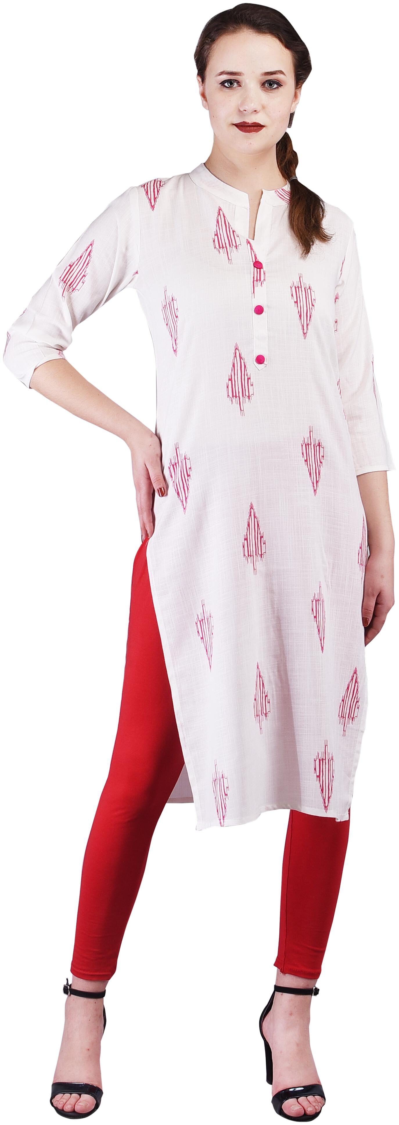 

KASHISHIYA Women White Printed Straight Kurta