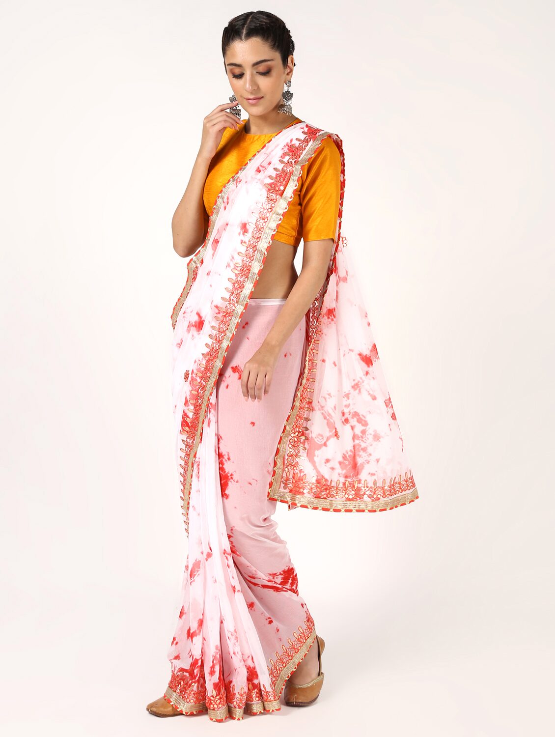 

KASTIEL Chiffon Festive Universal Saree With Blouse White