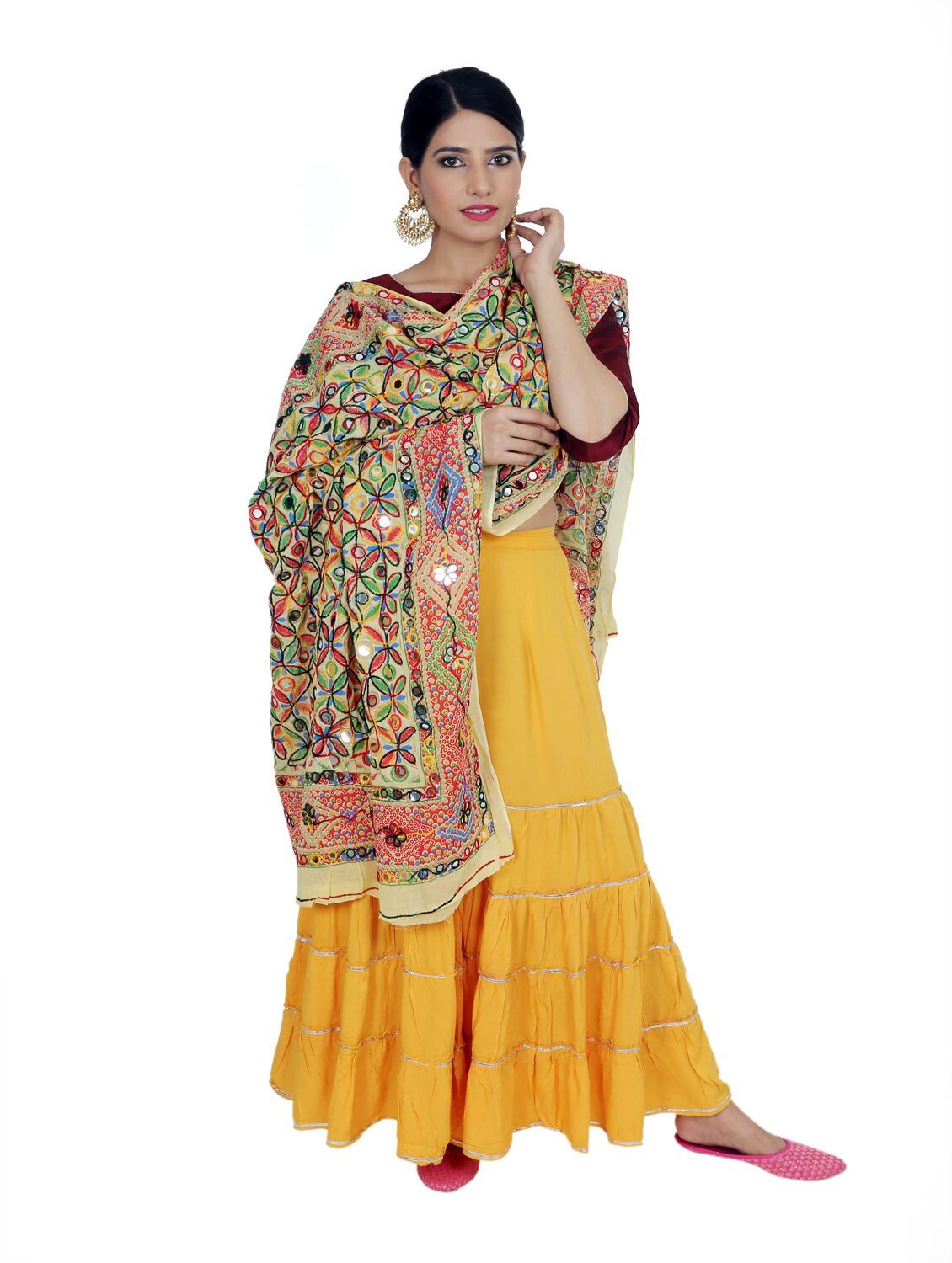 

KASTIEL Cotton Embroidered Cream Color Dupatta