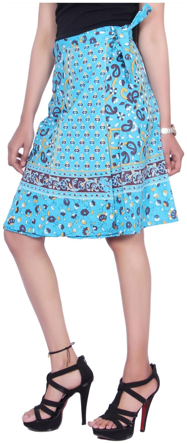 Kastiel  Girls Wrap Around Blue Midi Skirt