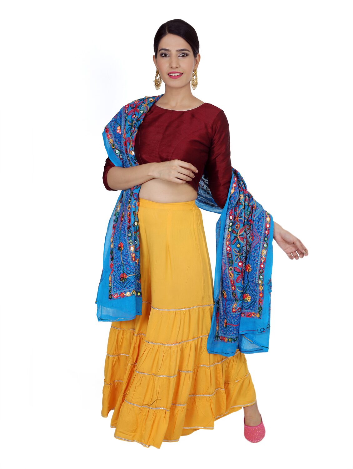 

KASTIEL Cotton Embroidered Blue Color Dupatta