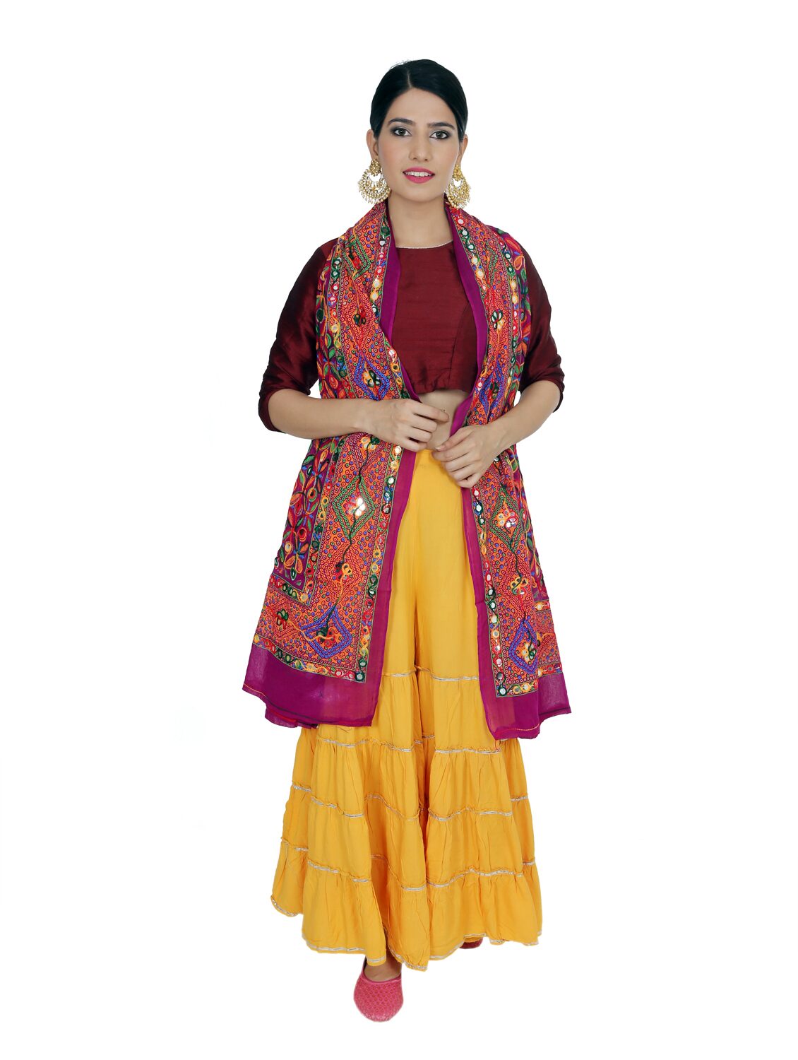 

KASTIEL Cotton Embroidered Purple Color Dupatta
