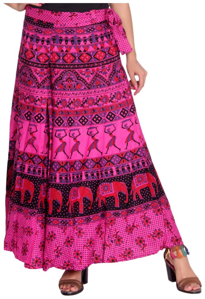 

KASTIEL Printed Wrap skirt Maxi Skirt - Pink