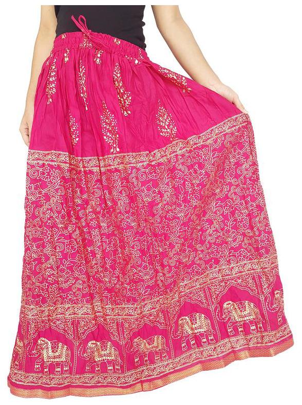 

KASTOORI COLLECTION Printed A-line skirt Maxi Skirt - Pink
