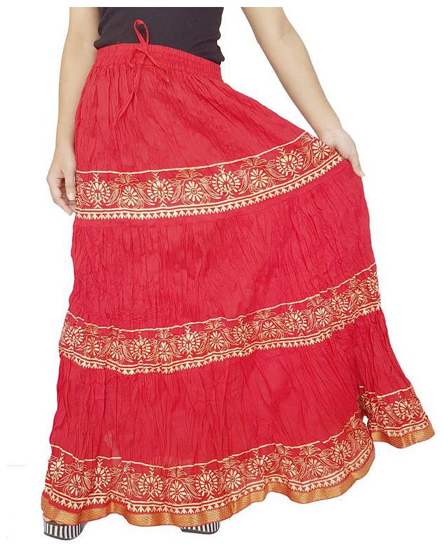 

KASTOORI COLLECTION Printed A-line skirt Maxi Skirt - Red