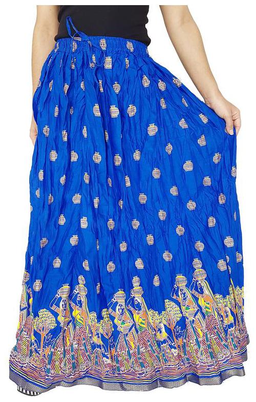 

KASTOORI COLLECTION Printed A-line skirt Maxi Skirt - Blue