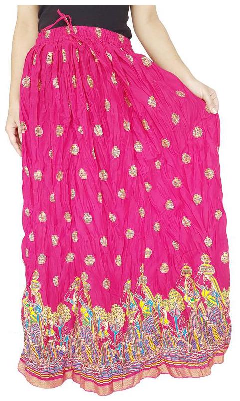 

KASTOORI COLLECTION Printed A-line skirt Maxi Skirt - Pink
