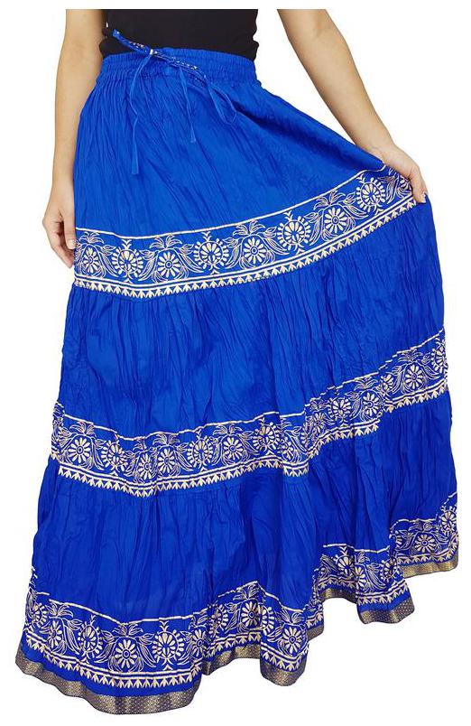 

KASTOORI COLLECTION Printed A-line skirt Maxi Skirt - Blue