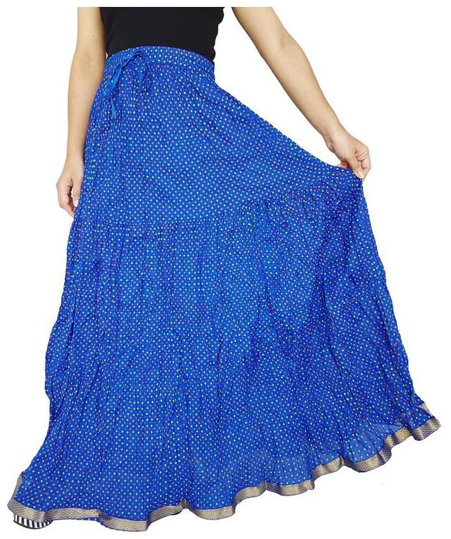 

KASTOORI COLLECTION Printed A-line skirt Maxi Skirt - Blue