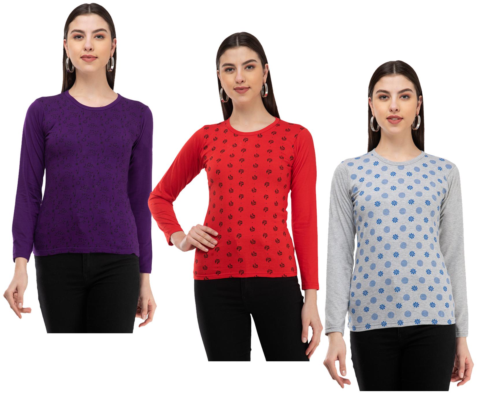 

Kavya Women Multi Regular fit Round neck Cotton T shirt