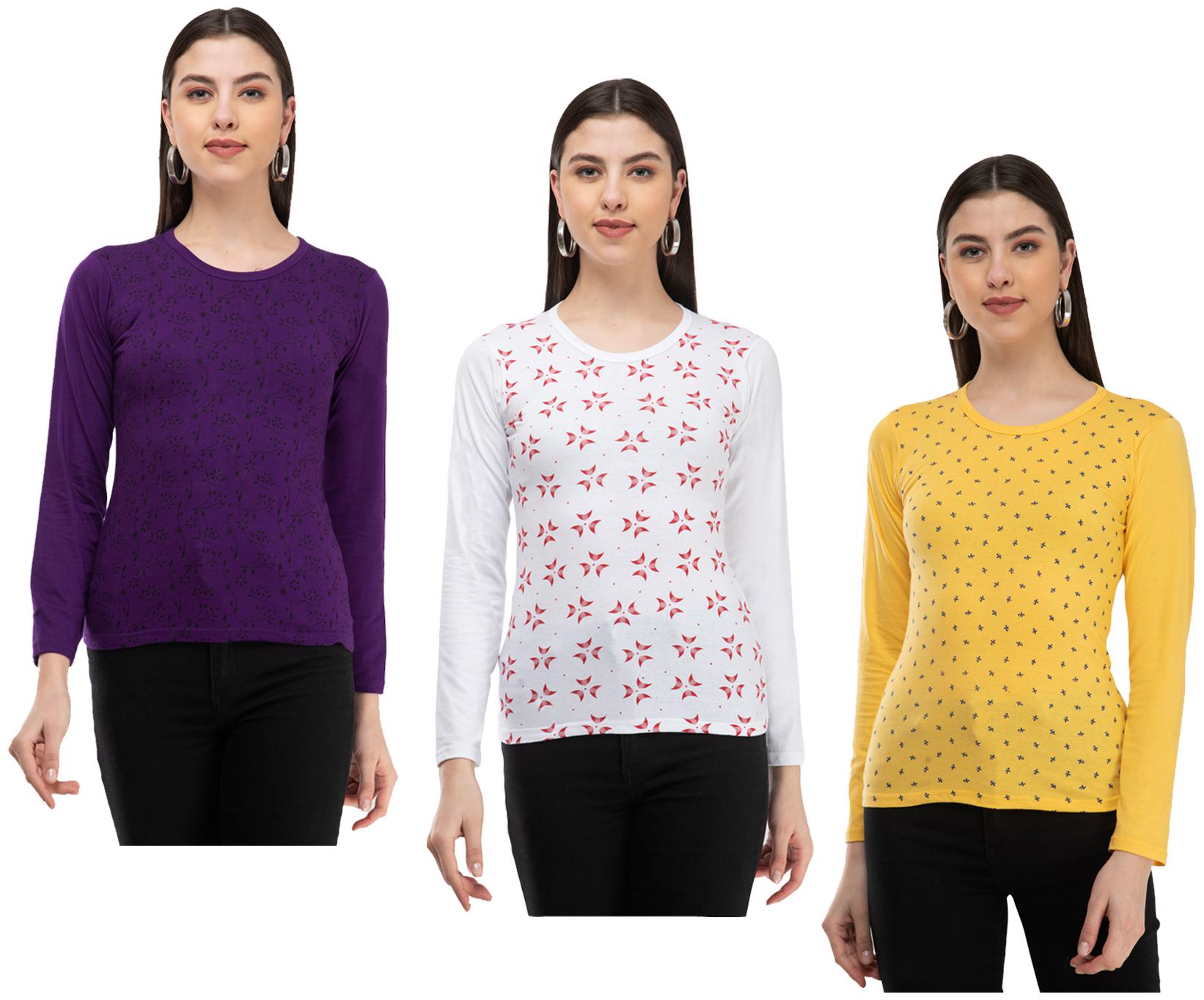 

Kavya Women Multi Regular fit Round neck Cotton T shirt