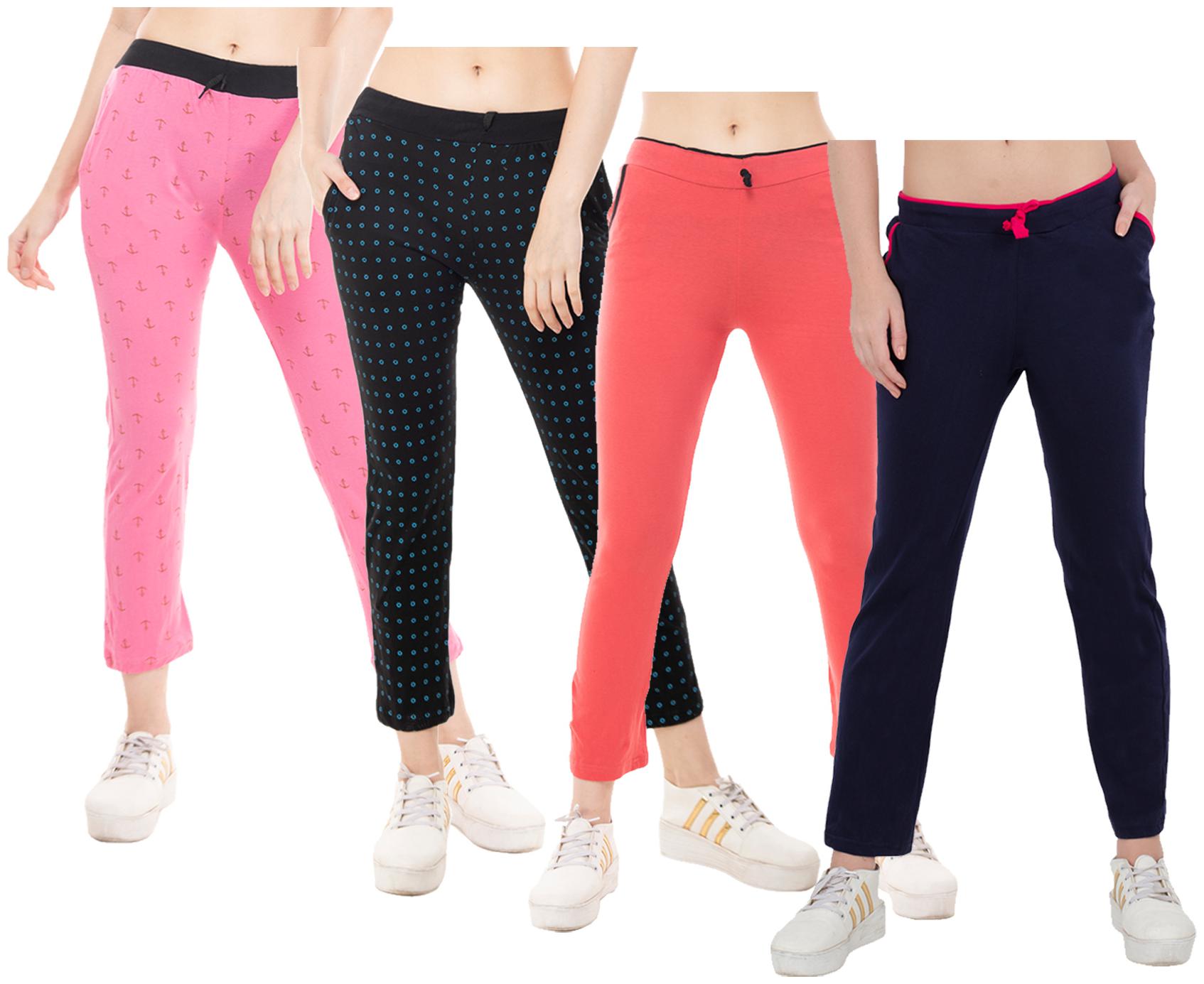 

Kavya Women Regular fit Cotton Solid Track pants - Multi