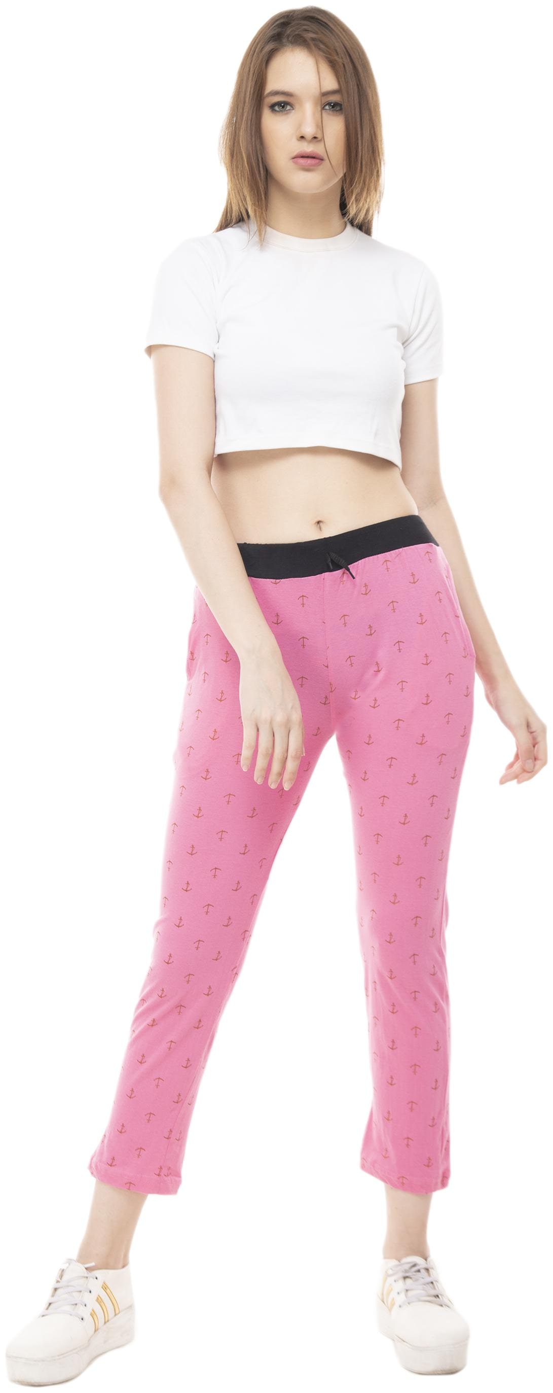 

Kavya Women Regular fit Cotton Printed Track pants - Pink