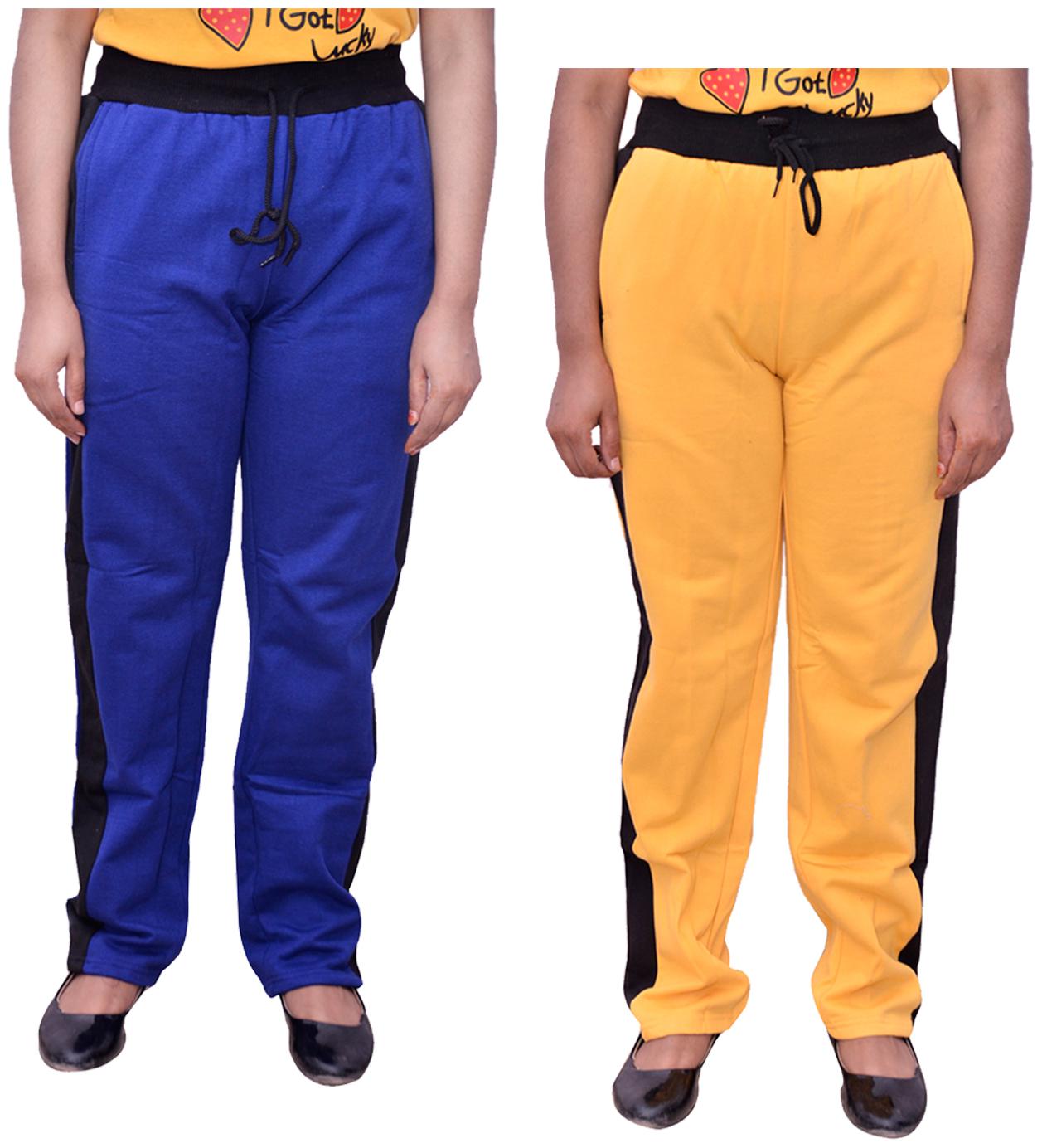 

Kavya Women Regular fit Cotton Solid Track pants - Yellow Blue