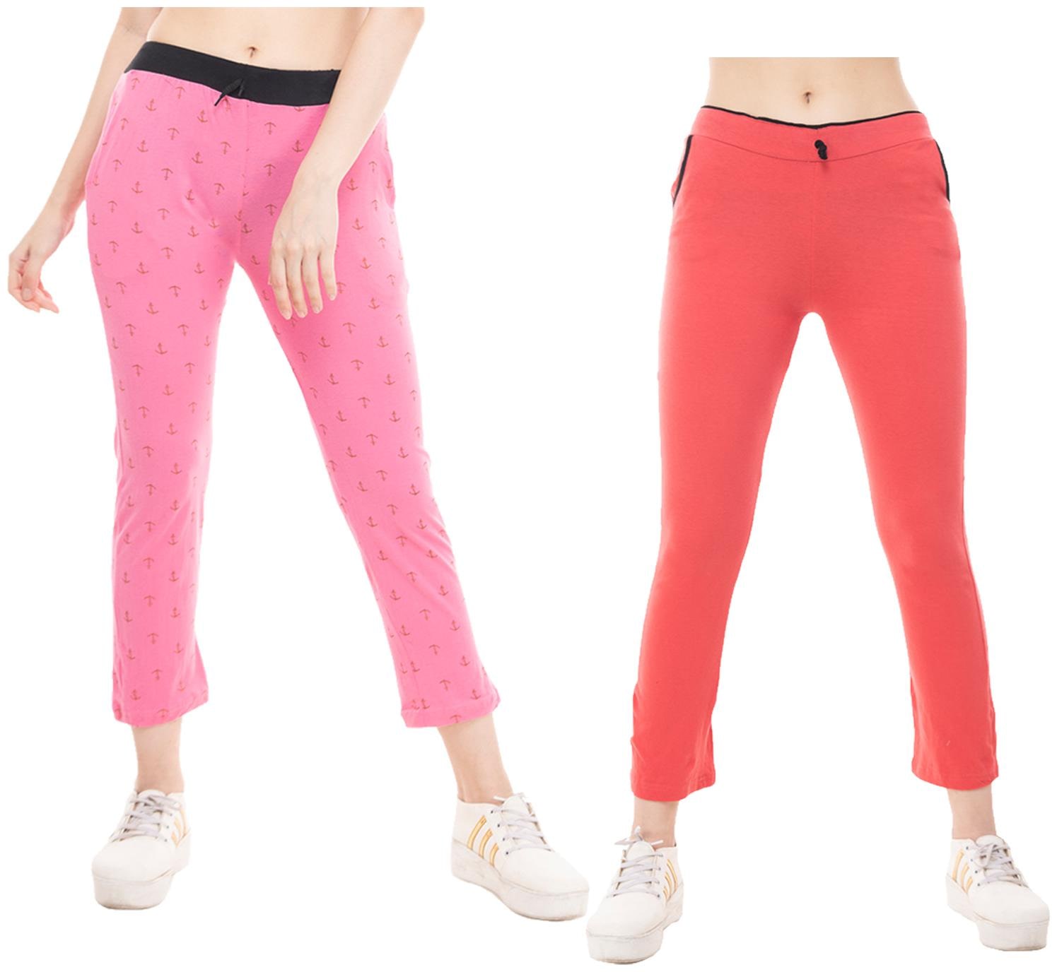 

Kavya Women Regular fit Cotton Solid Track pants - Red Pink