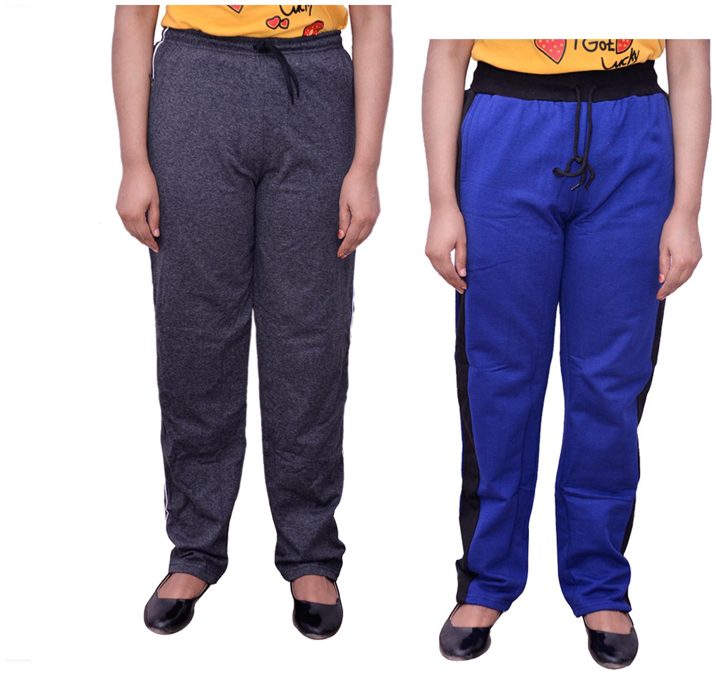 

Kavya Women Regular fit Cotton Solid Track pants - Blue Grey