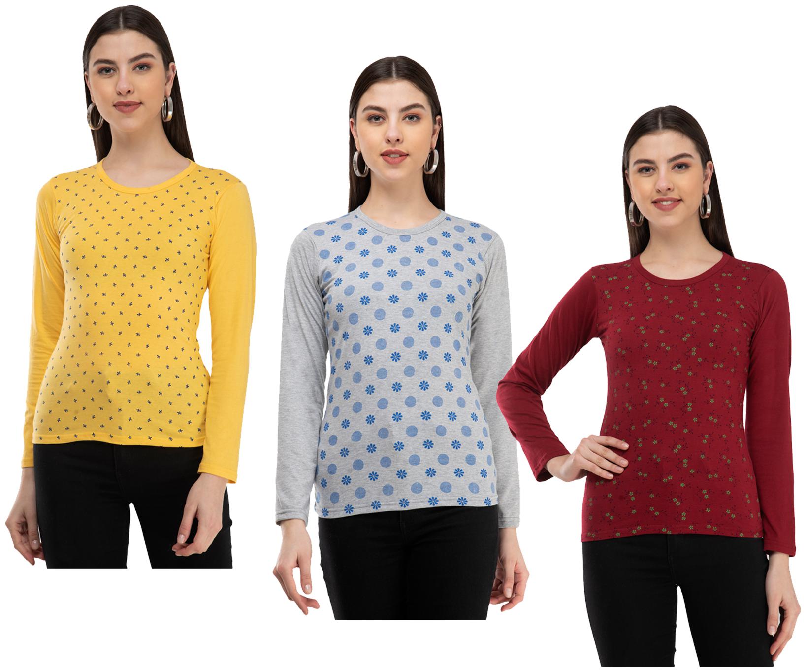 

Kavya Women Multi Regular fit Round neck Cotton T shirt