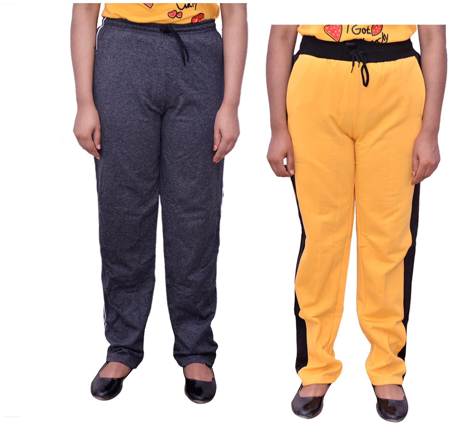 

Kavya Women Regular fit Cotton Solid Track pants - Yellow Grey