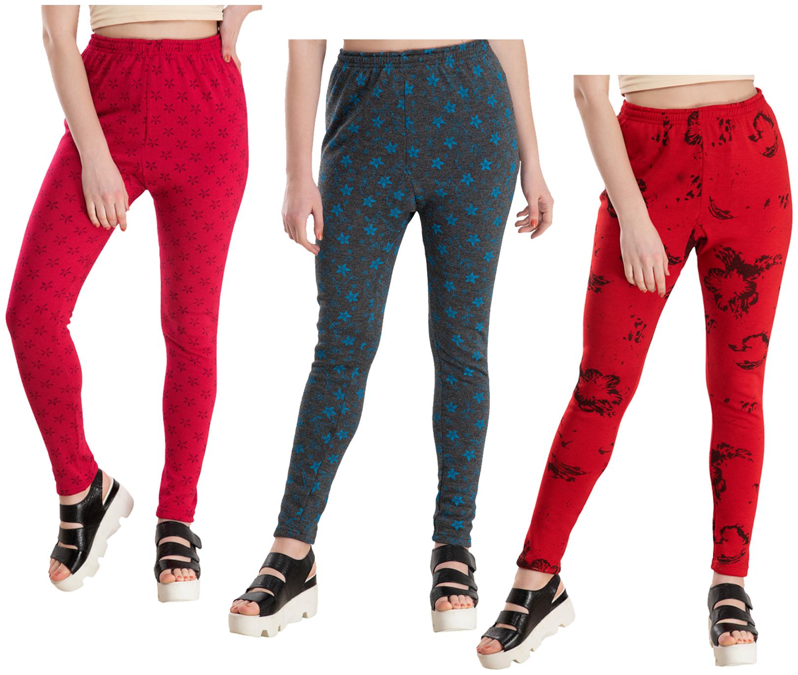

KAVYA Women Woolen Warm Printed Leggings for Winters (Pack of 3)