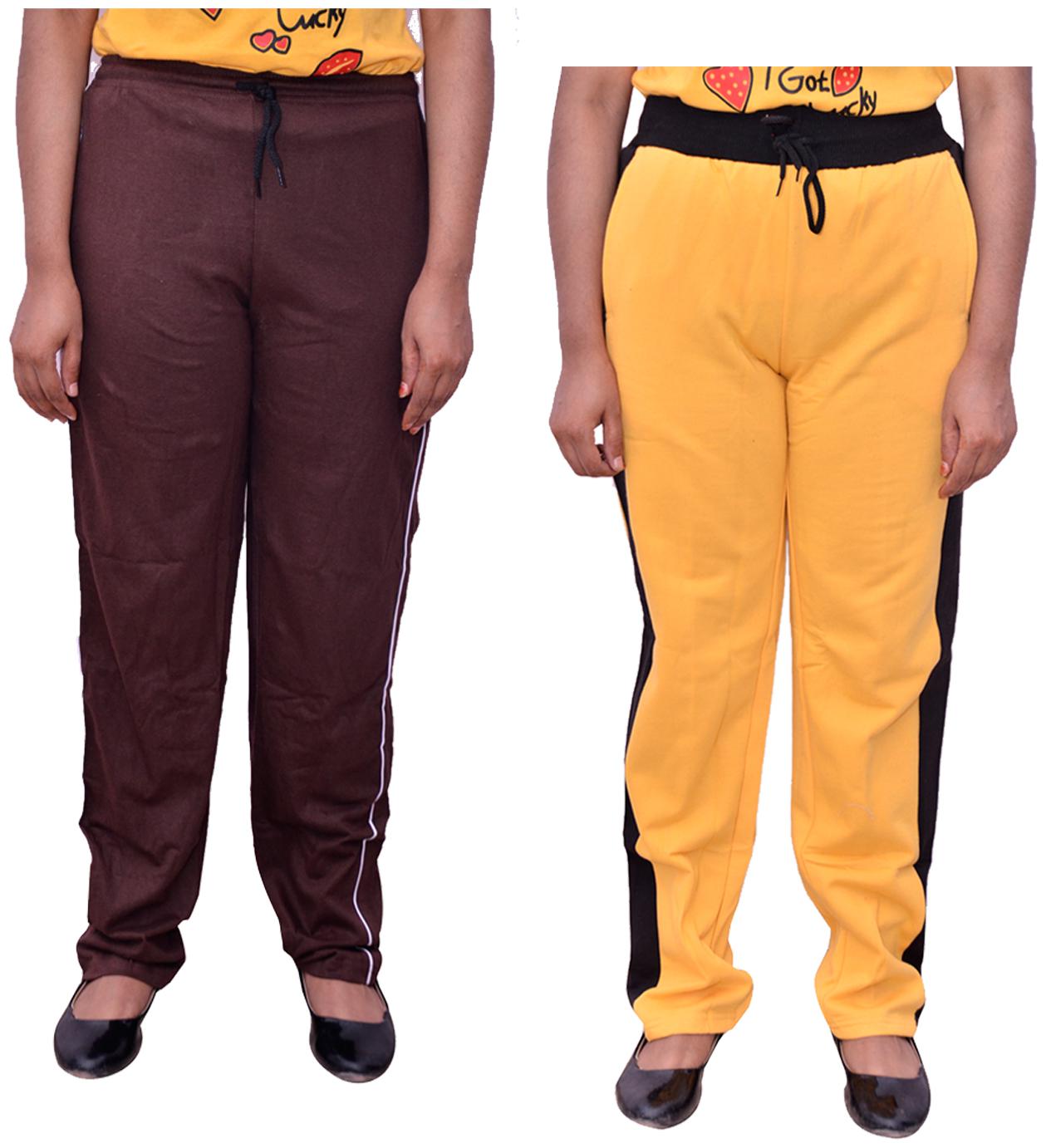 

Kavya Women Regular fit Cotton Solid Track pants - Yellow Brown