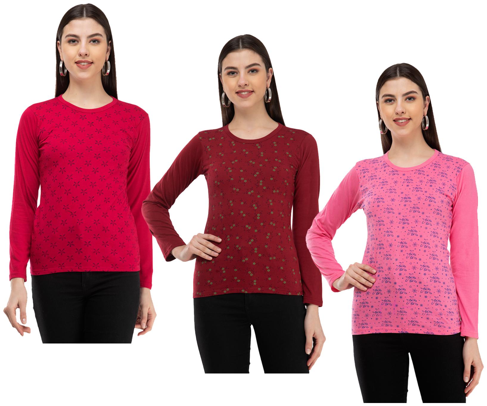 

Kavya Women Multi Regular fit Round neck Cotton T shirt