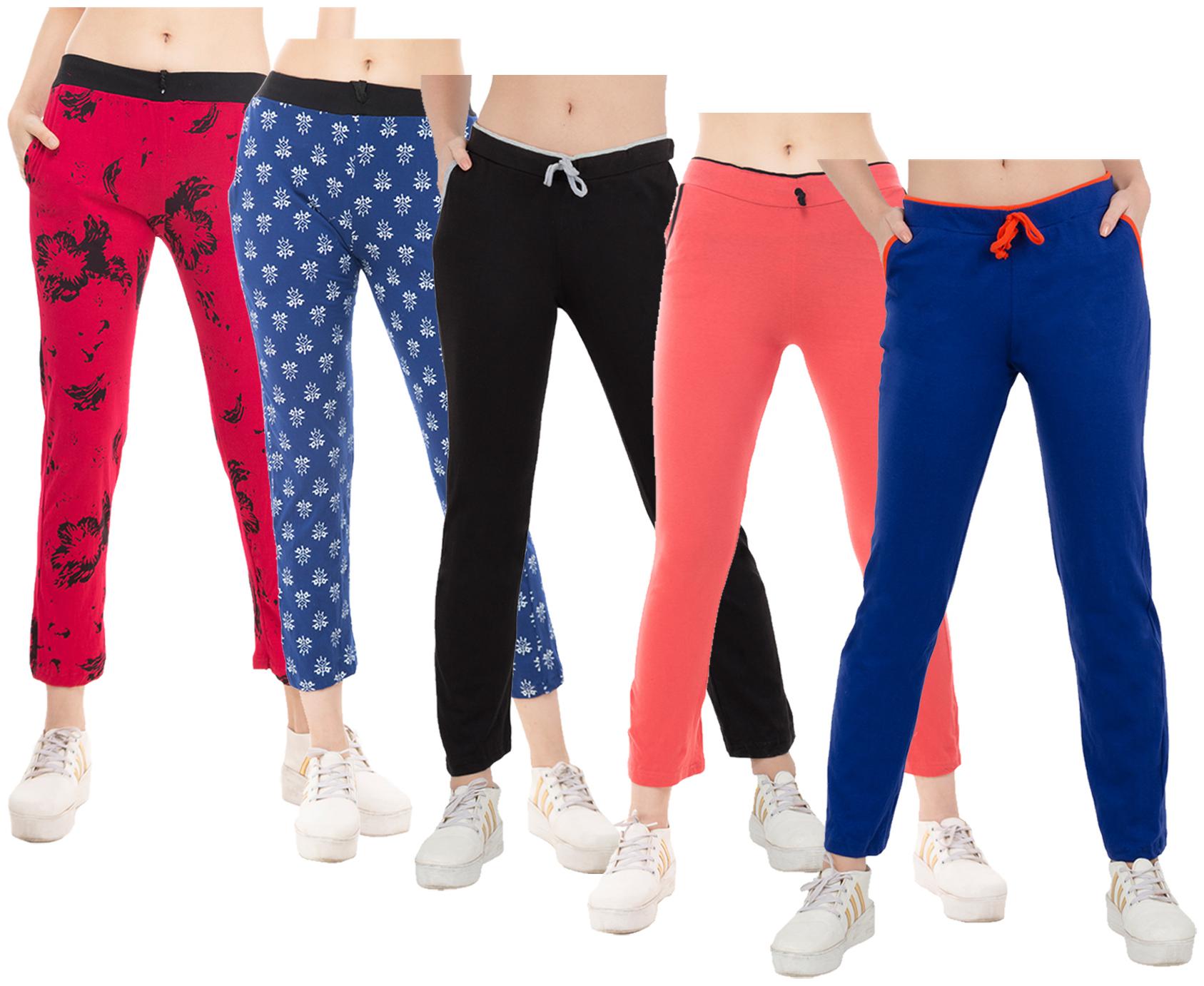 

Kavya Women Regular fit Cotton Solid Track pants - Multi