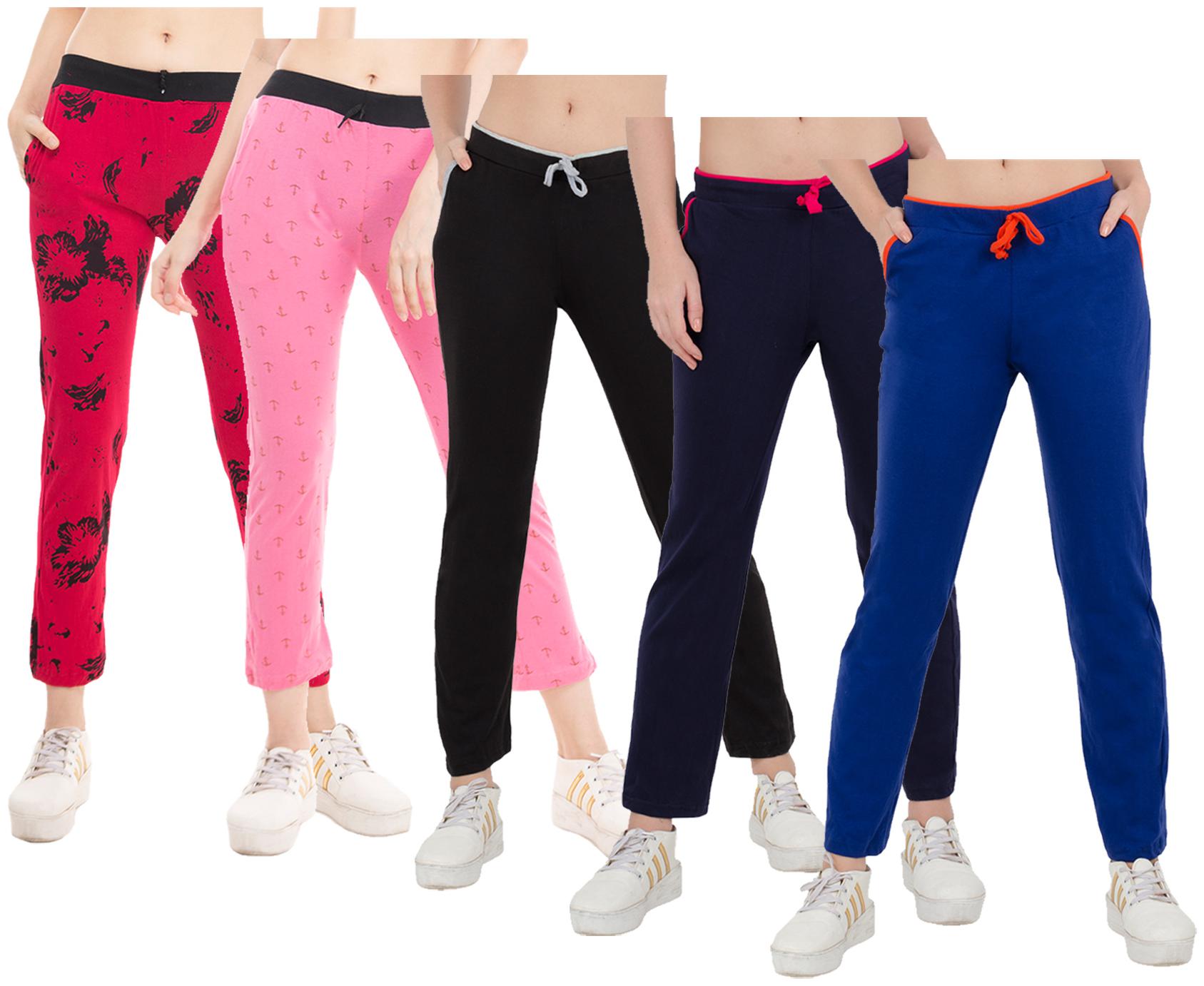 

Kavya Women Regular fit Cotton Solid Track pants - Multi