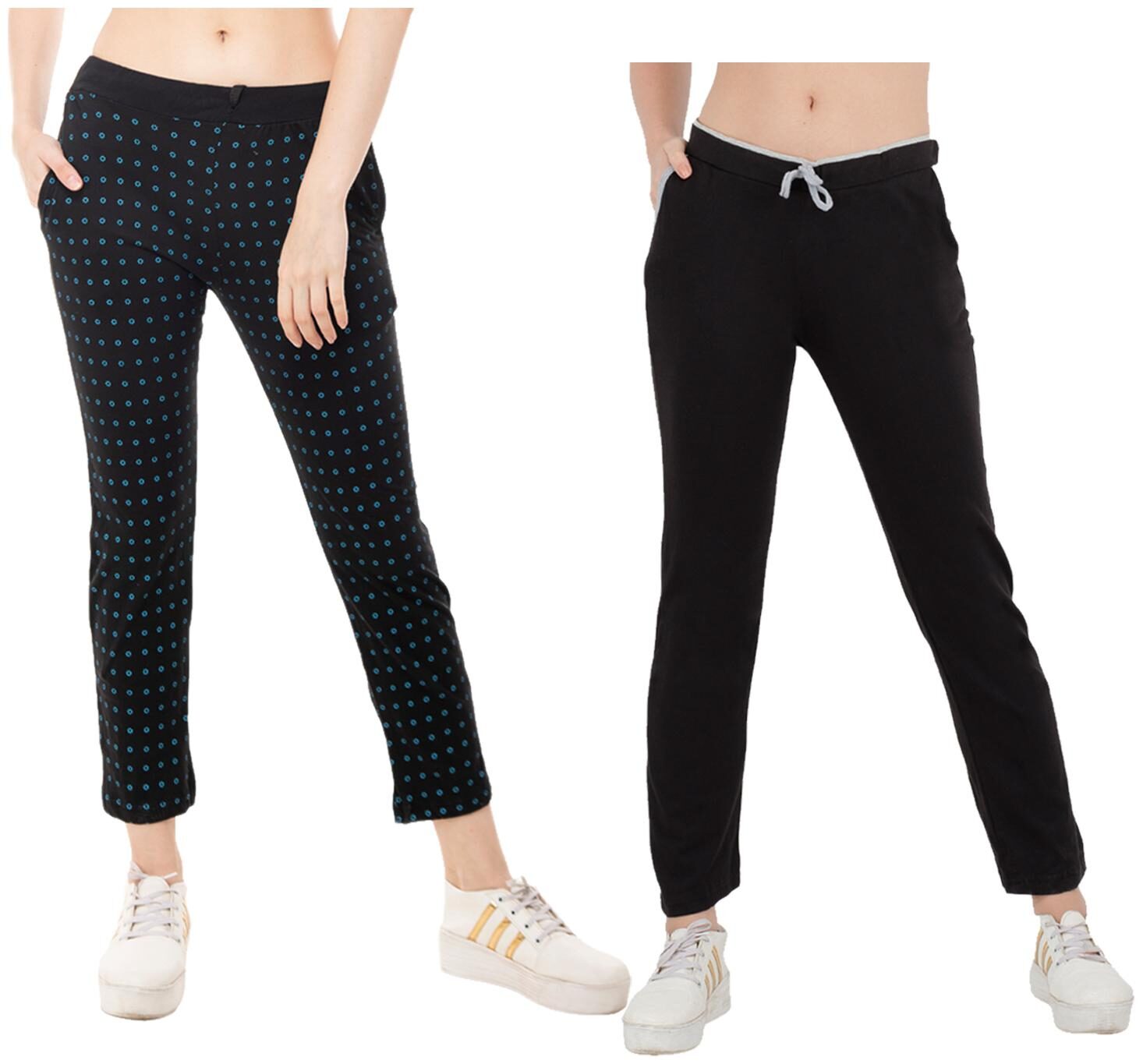 

Kavya Women Regular fit Cotton Solid Track pants - Black