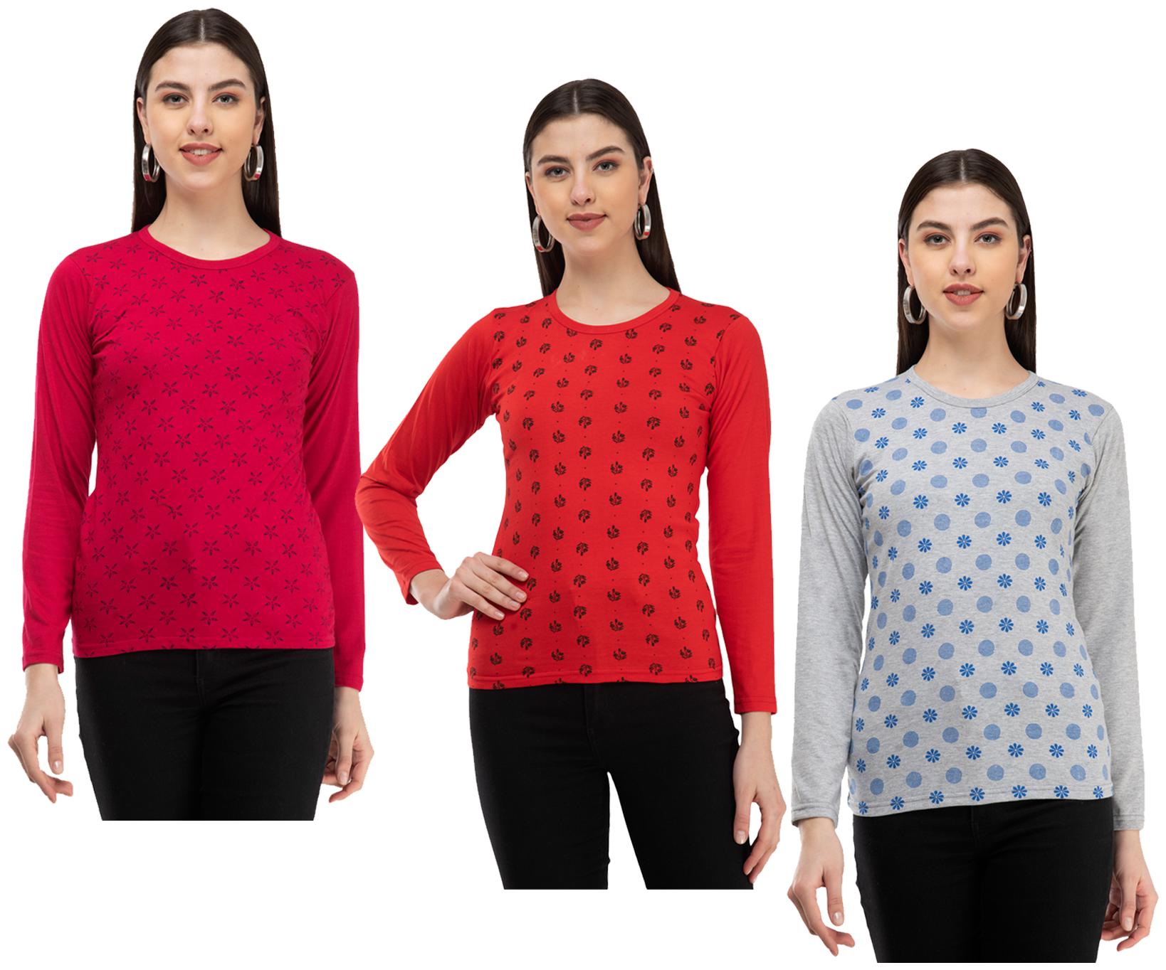 

Kavya Women Multi Regular fit Round neck Cotton T shirt