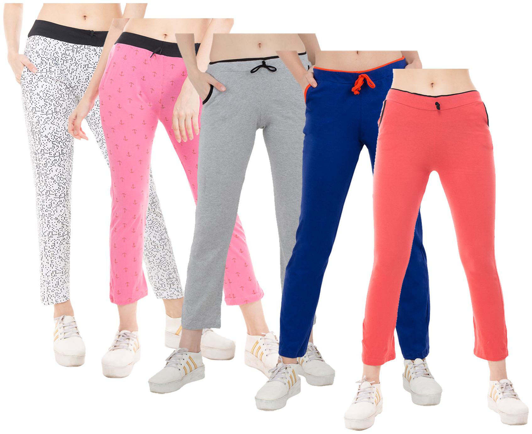 

Kavya Women Regular fit Cotton Solid Track pants - Multi
