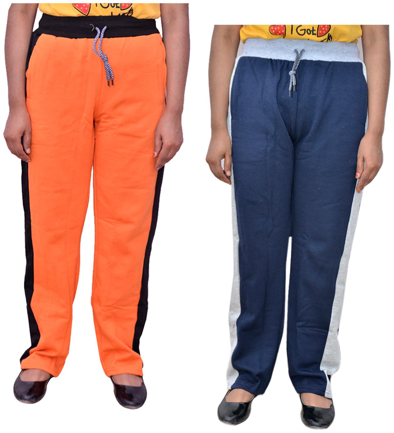 

Kavya Women Regular fit Cotton Solid Track pants - Blue Orange