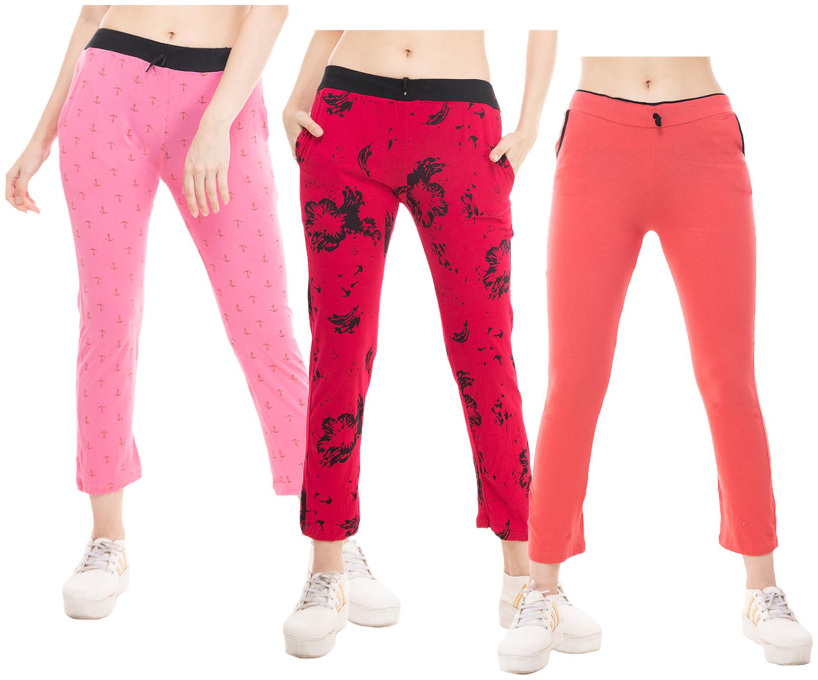 

Kavya Women Regular fit Cotton Solid Track pants - Pink Red