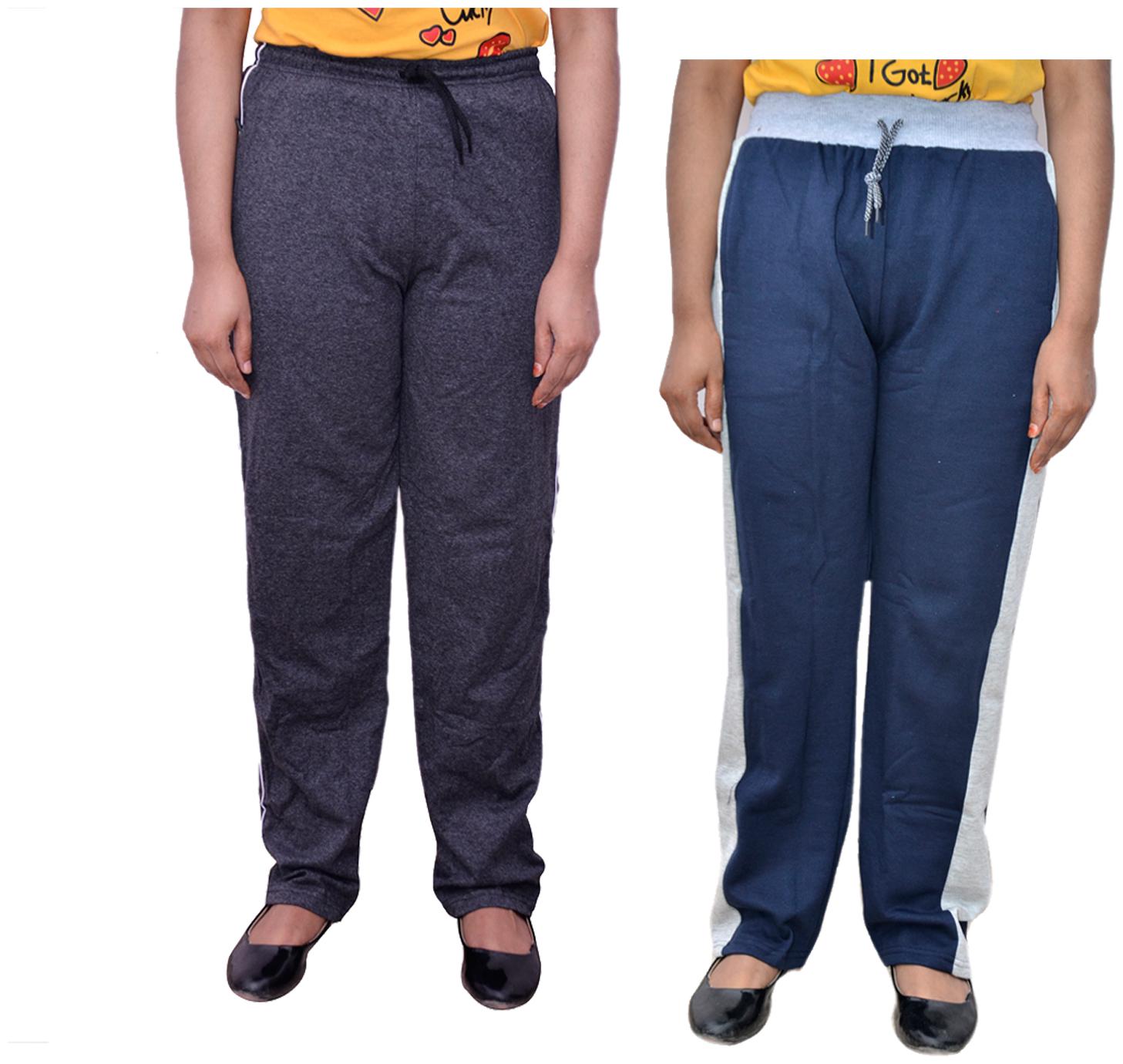 

Kavya Women Regular fit Cotton Solid Track pants - Blue Grey