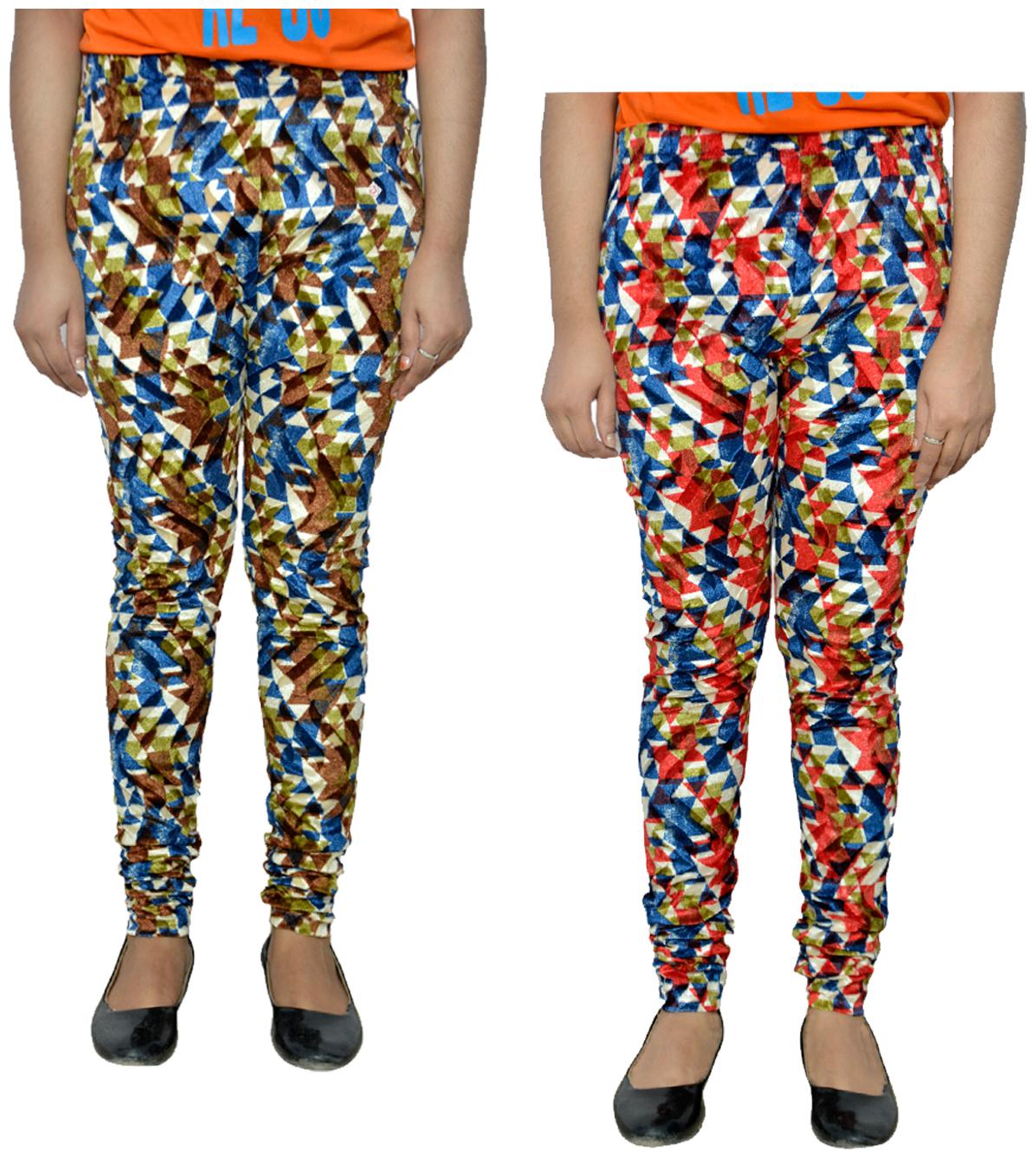 

KAVYA Women Printed Velvet Leggings for Winters (Pack Of 2) Multi color