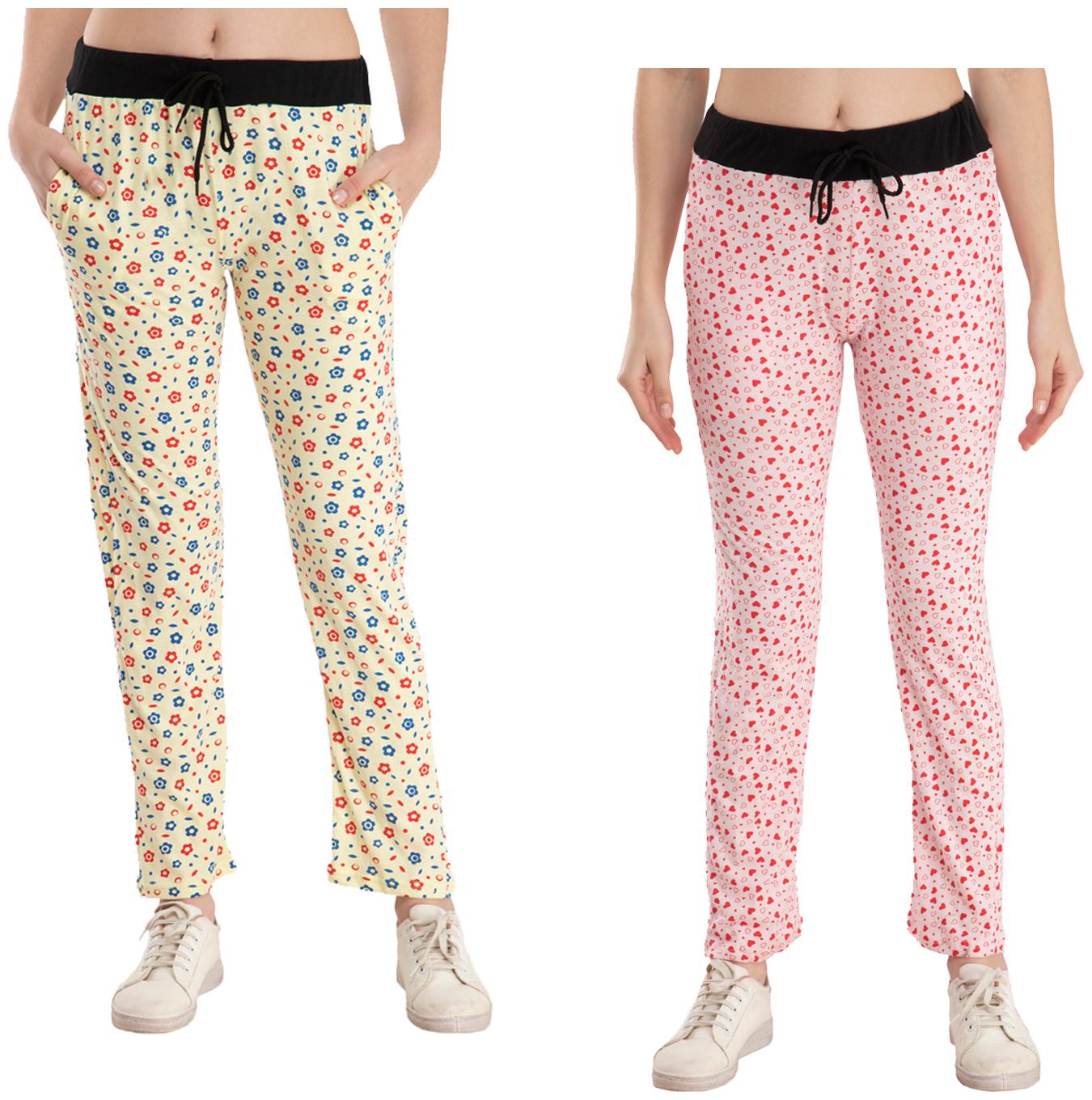 

Kavya Women Regular fit Cotton Printed Track pants - Beige Pink