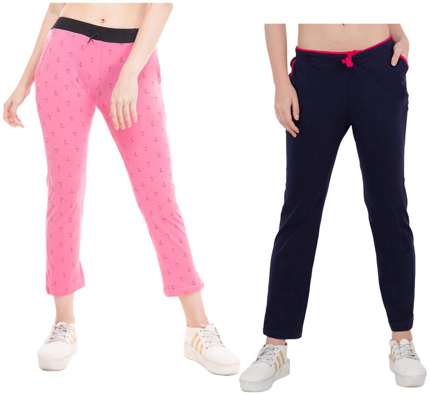 

Kavya Women Regular fit Cotton Solid Track pants - Blue Pink