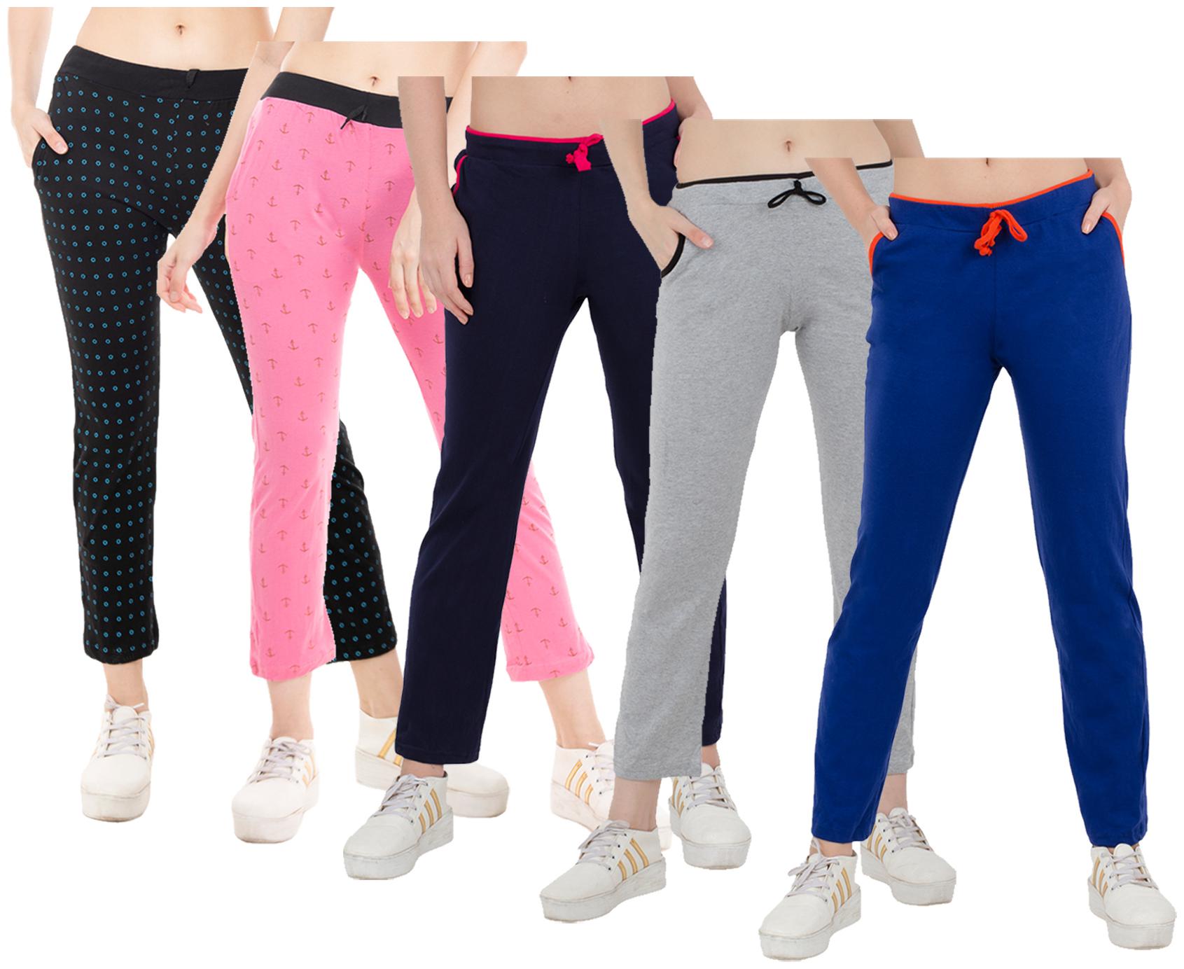 

Kavya Women Regular fit Cotton Solid Track pants - Multi