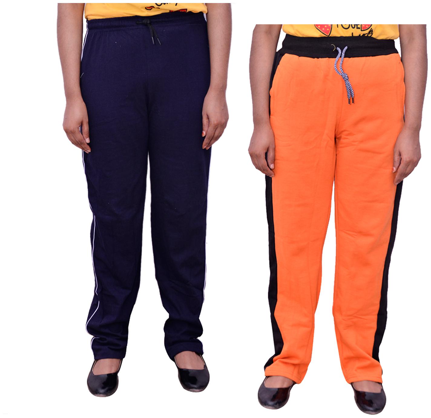 

Kavya Women Regular fit Cotton Solid Track pants - Orange Blue