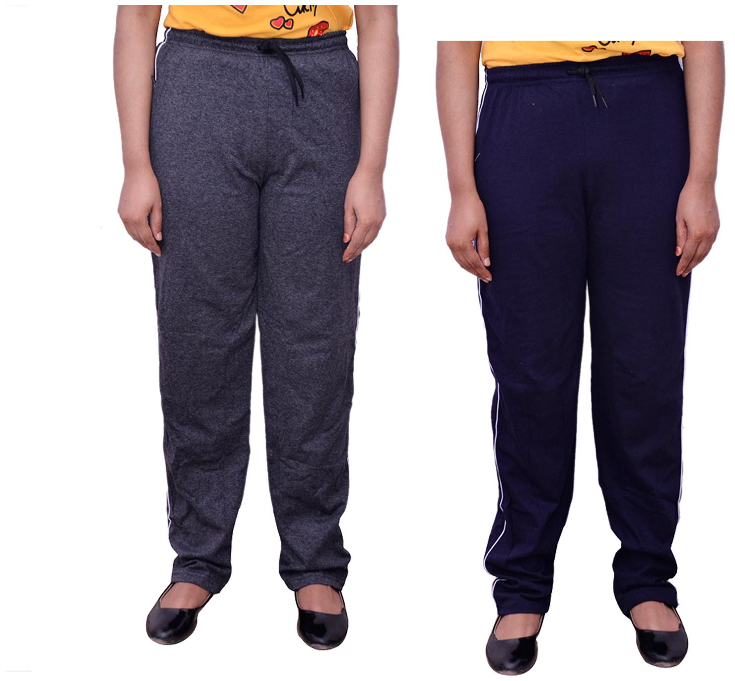 

Kavya Women Regular fit Cotton Solid Track pants - Blue Grey