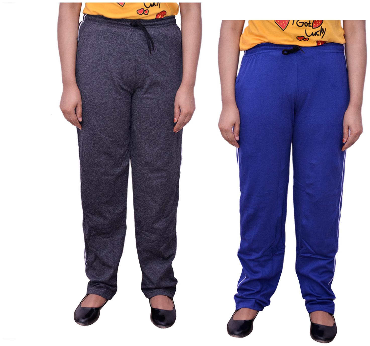 

Kavya Women Regular fit Cotton Solid Track pants - Blue Grey