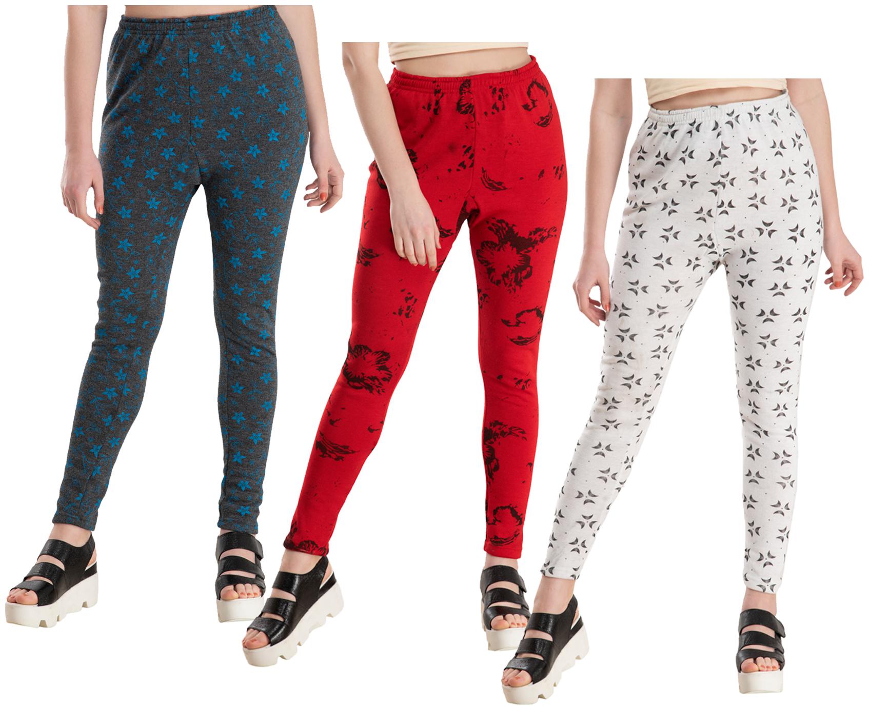 

KAVYA Women Woolen Warm Printed Leggings for Winters (Pack of 3)