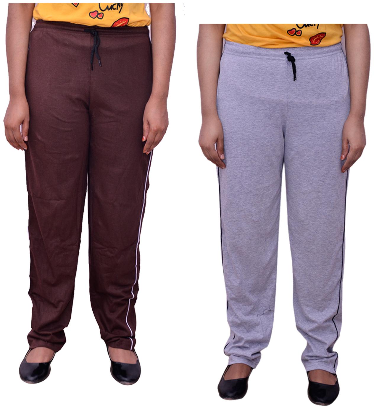 

Kavya Women Regular fit Cotton Solid Track pants - Grey Brown
