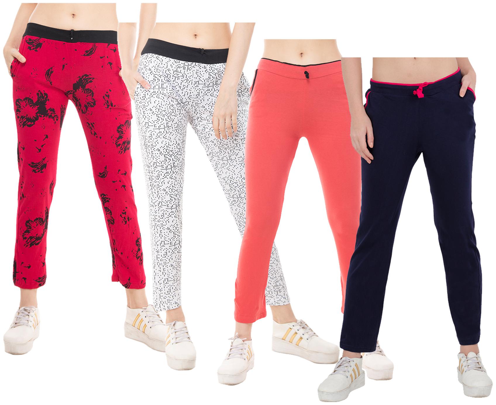 

Kavya Women Regular fit Cotton Solid Track pants - Multi