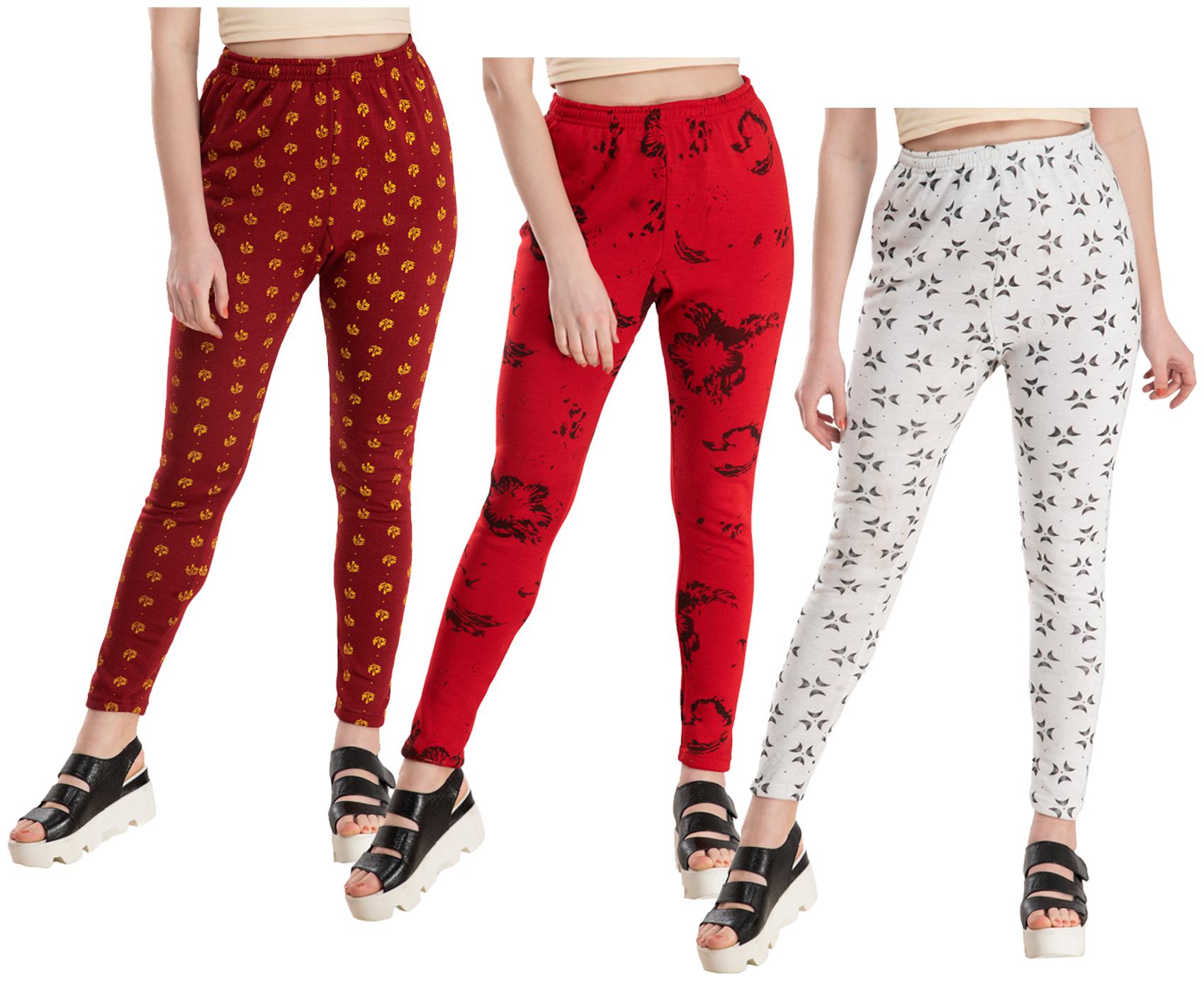 

KAVYA Women Woolen Warm Printed Leggings for Winters (Pack of 3)