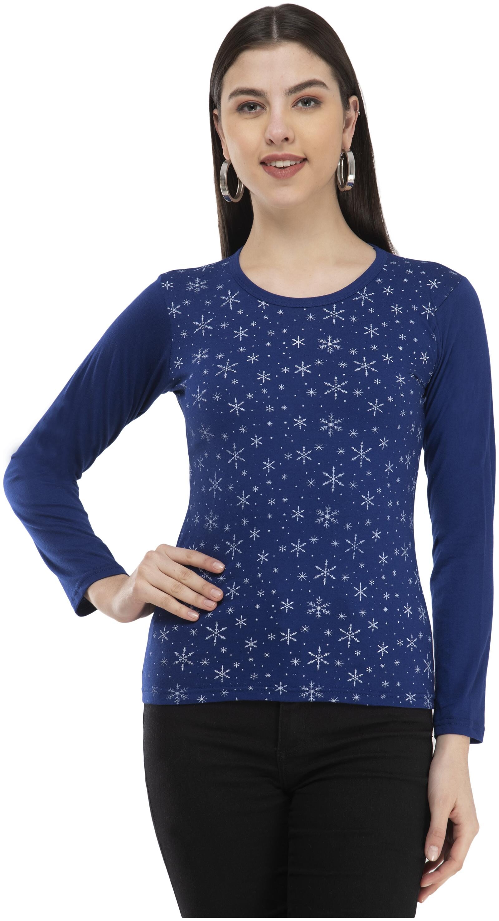 

Kavya Women Blue Regular fit Round neck Cotton T shirt